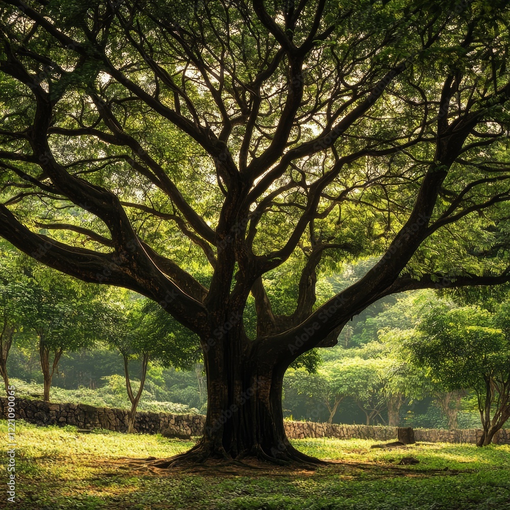 Big tree in the park at morning time,Thailand,Asia Big tree in the park at morning time,Thailand,Asia