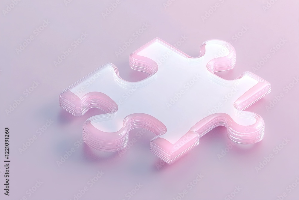 A captivating 3D puzzle piece shines with soft glowing edges, perfectly completing the set against a neutral gradient backdrop, creating an inviting visual space A captivating 3D puzzle piece shines with soft glowing edges, perfectly completing the set against a neutral gradient backdrop, creating an inviting visual space