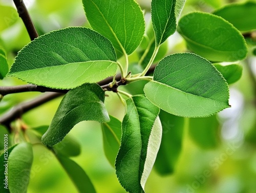 Elegant Twig with Ebenaceae Leaves and Menispermaceae Apples photo