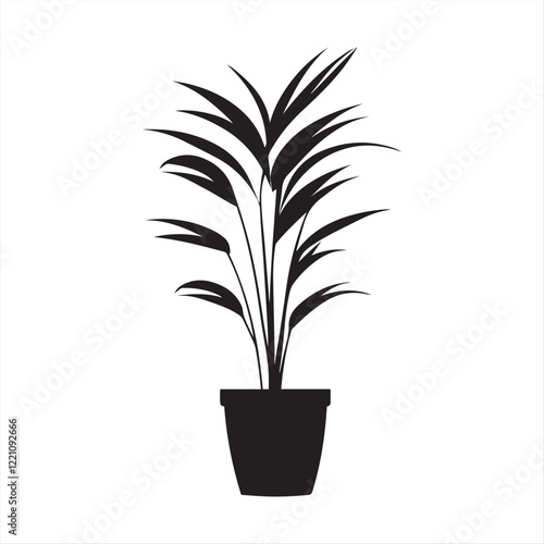 tropical Plant  in a pot Minimalist Silhouette isolated Vector Design on White Background photo