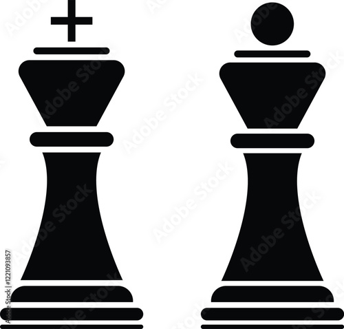 black chess pieces. Chess piece icons. Board game. Vector illustration isolated on white

