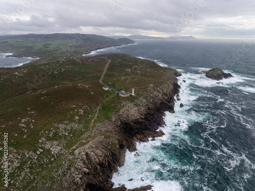 Faro de Touriñán en la Costa de Muxia A Coruña Galicia