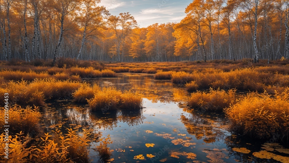 Obraz premium 10 Mesmerizing Beauty of Autumn Bog Shines Through Nature