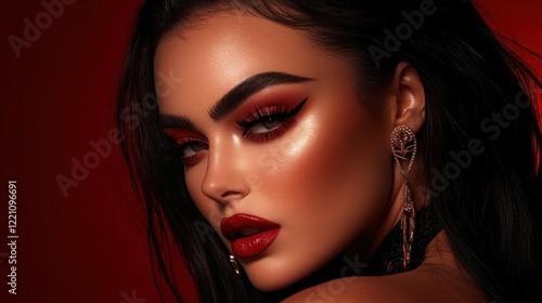 Wallpaper Mural A woman with dramatic red makeup and jewelry Torontodigital.ca