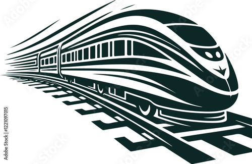 Stylish Vector Illustration of a High-Speed Train in Motion