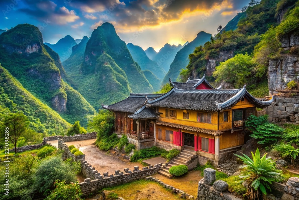 Vietnamese Ethnic Minority House in Ha Giang's Karst Mountains - Stunning Portrait Photography Vietnamese Ethnic Minority House in Ha Giang's Karst Mountains - Stunning Portrait Photography