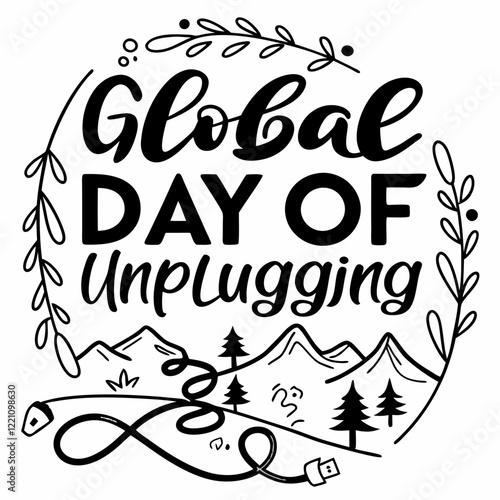 GLOBAL DAY OF UNPLUGGING silhouette vector