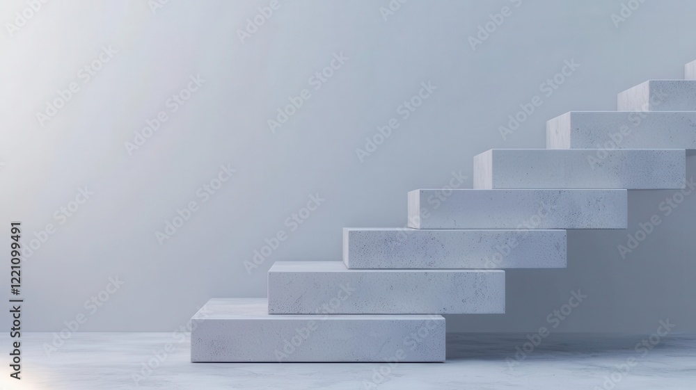 Steps of a corporate journey leading to financial growth, sleek design, 3D illustration, Steps of a corporate journey leading to financial growth, sleek design, 3D illustration,