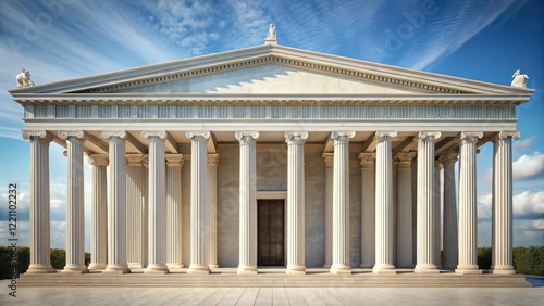 Classical colonnade with arcades and Corinthian columns in ancient Greek architecture, corinthian column, ancient temple photo