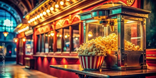 Vintage Cinema Popcorn Stand: Retro Movie Theater Snack Bar photo