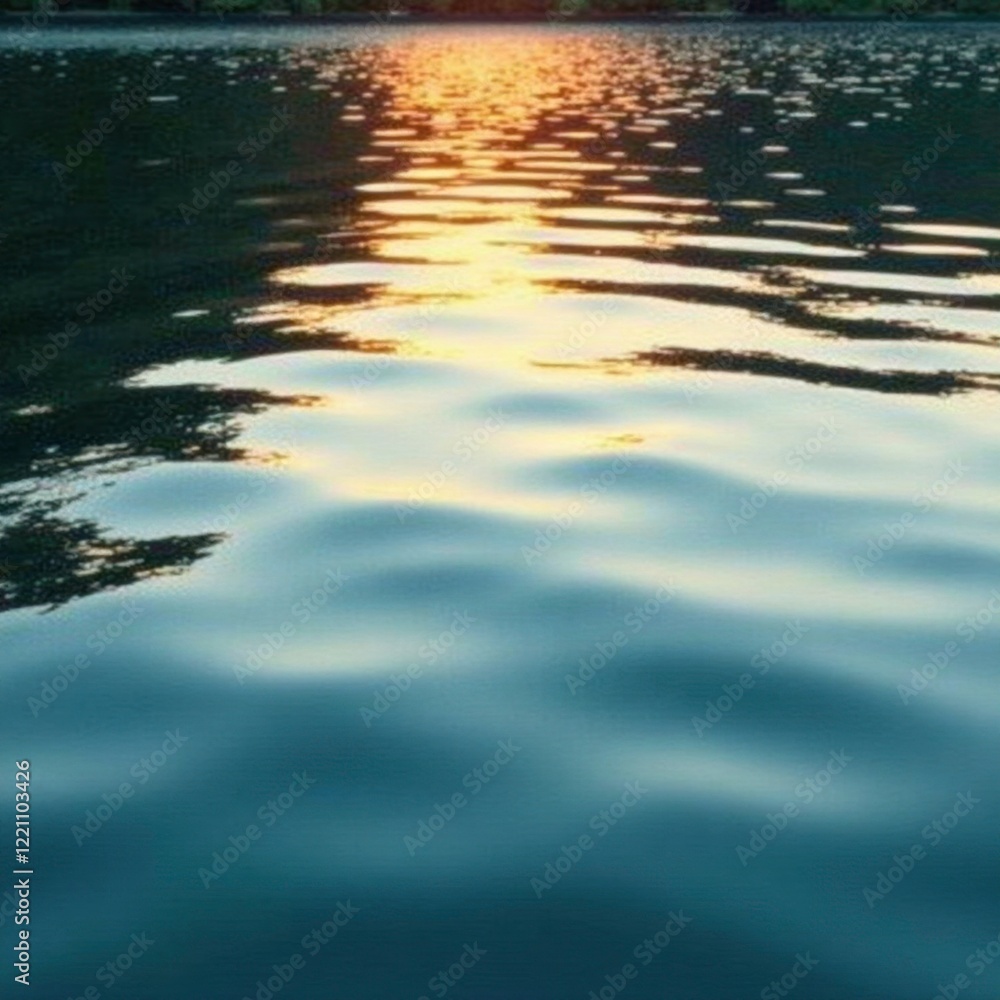 Gentle ripples disturb the surface of the lake, reflection, waves, lake Gentle ripples disturb the surface of the lake, reflection, waves, lake