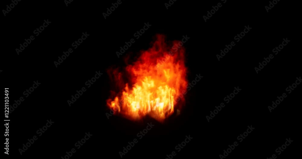 simulation fire on black background