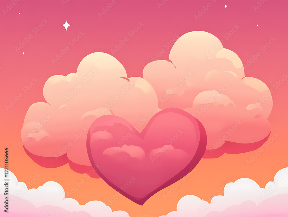 Cloud with heart on the sky illustration Cloud with heart on the sky illustration