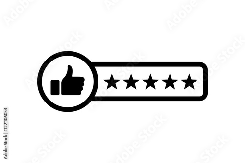 Consumer or customer review rating icon vector. 5 star rating icon vector design template. Review Rating with Five Star vector icon
