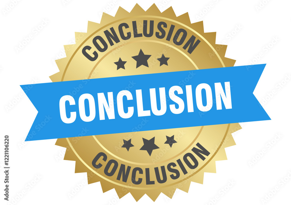 conclusion. conclusion round blue and gold label isolated on transparent background conclusion. conclusion round blue and gold label isolated on transparent background