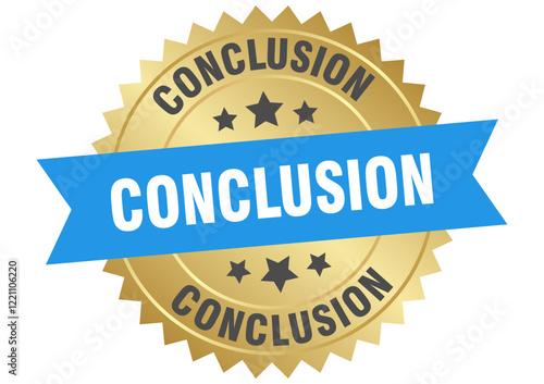 conclusion. conclusion round blue and gold label isolated on transparent background