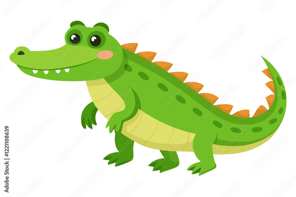 Naklejka premium Adorable Cartoon Alligator Illustration Watercolor Vector Graphic for Kids