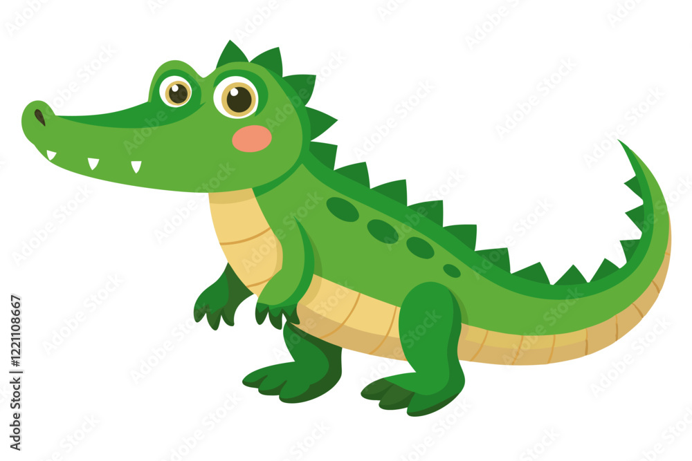 Naklejka premium Adorable Cartoon Alligator Vector Illustration Green Reptile Character for Kids, Designs, and Projects