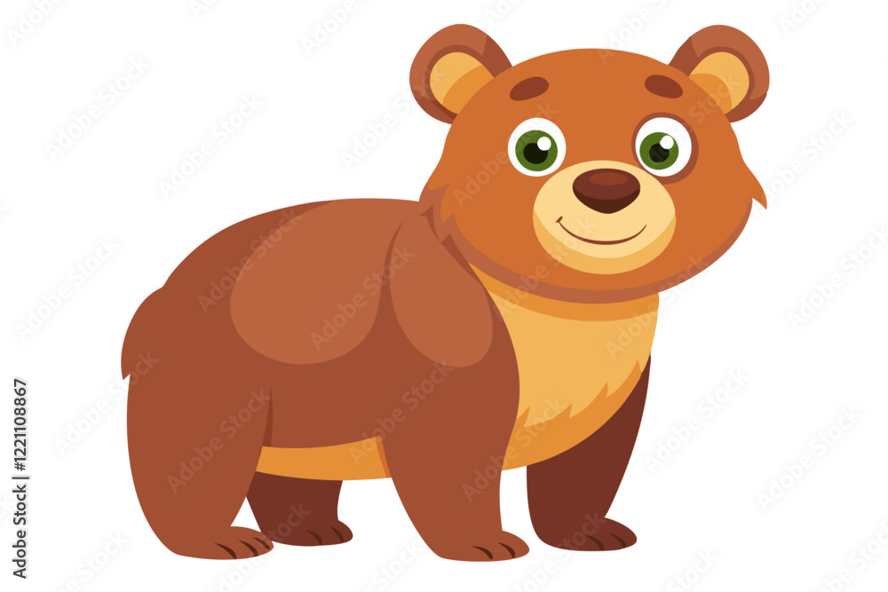 Fototapeta premium Best Watercolor Vector of a Cartoon Bear Animation, Fun & Playful Style for Illustrations, Kids’ Designs,