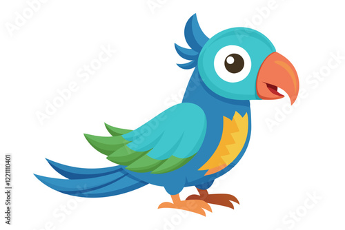 Vibrant Watercolor Vector of a Cartoon Parrot – High-Quality Parrot Illustration for Animation and Design