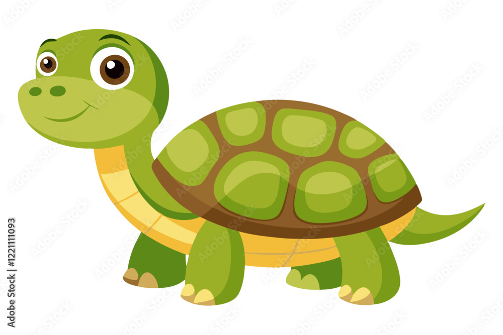 Fototapeta premium Watercolor Vector of a Cartoon Tortoise Cute Hand Painted Animal Illustration for Animation and Design
