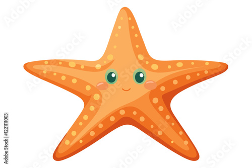 Watercolor Vector of a Cartoon Starfish Animation Hand-Painted Marine Life Illustration on White Background