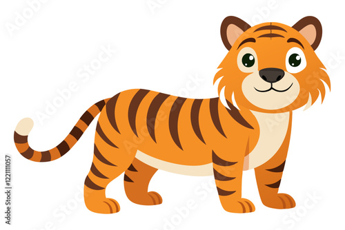 Watercolor Vector of a Cartoon Tiger  Cute Hand Painted Style Illustration for Animation and Design