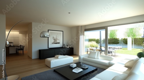 Modern Living Room Design With Garden View