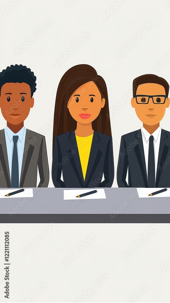 Business People Sitting at a Table, Ready for a Meeting Business People Sitting at a Table, Ready for a Meeting