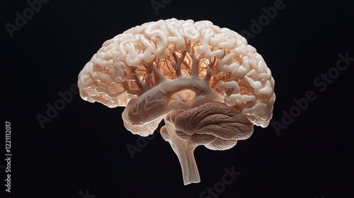 Detailed Illustration of the Human Brain's Structure and Function for Educational Use photo