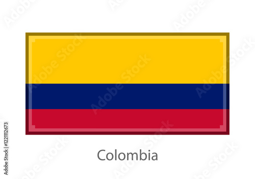 Vector illustration of the Colombia flag in pixel art or mosaic style on white background. Collection of flags of the countries of the world.