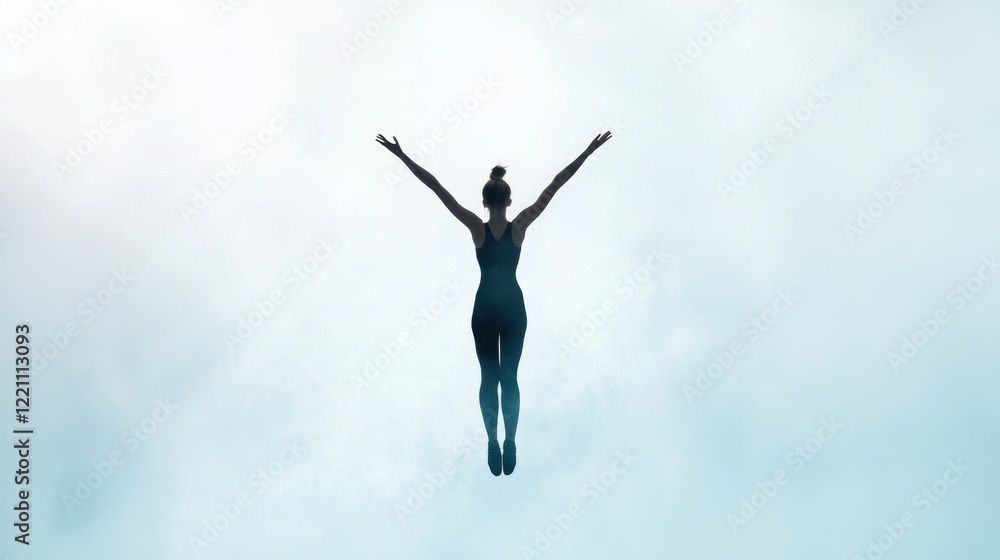 A Moment of Grace: A Flexible Gymnast Performing Complex Movements in Silhouette Against a Soft Background A Moment of Grace: A Flexible Gymnast Performing Complex Movements in Silhouette Against a Soft Background