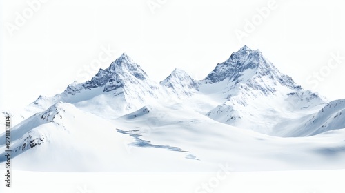 Majestic Winter Wonderland: Snow-Capped Peaks and Frozen Valley