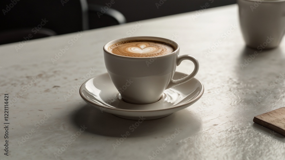Fototapeta premium Cup of coffee on a white table