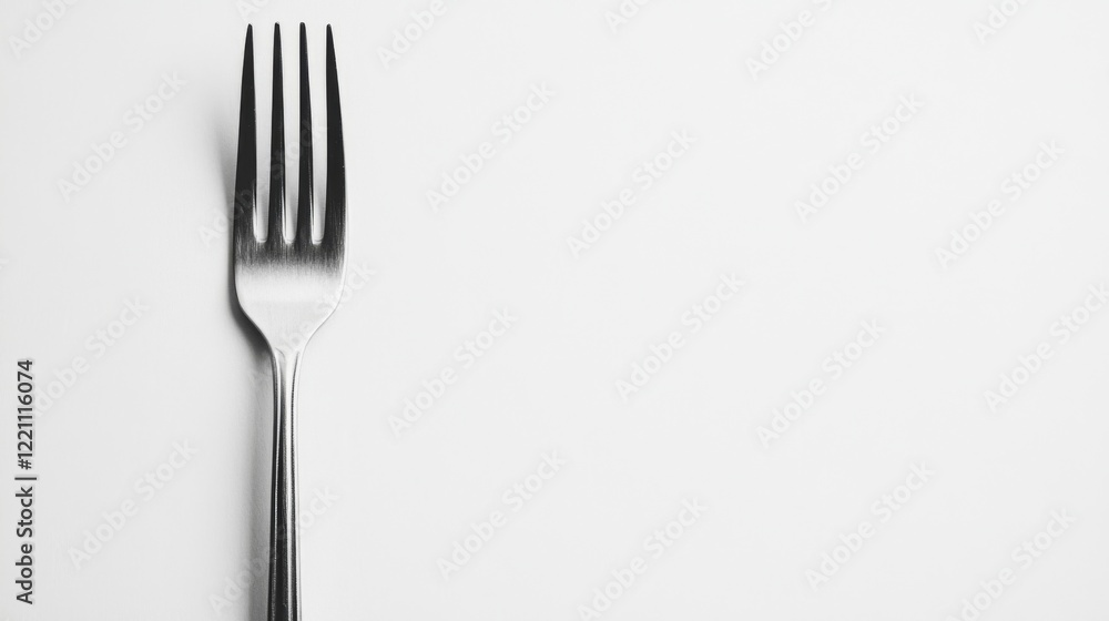 Elegant Stainless Steel Fork on a White Background Elegant Stainless Steel Fork on a White Background