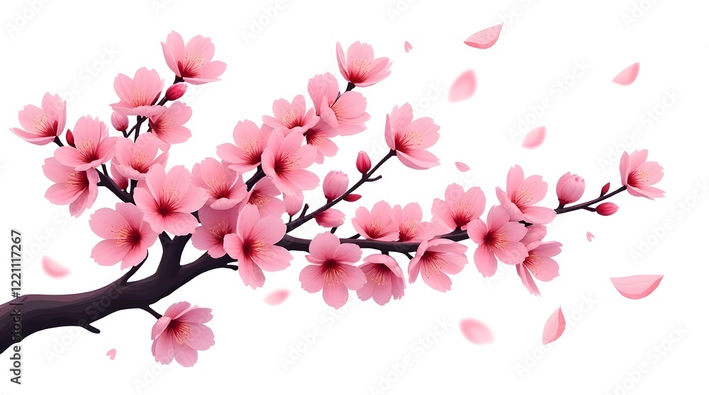 Pink Cherry Blossom Branch Spring Floral Design Pink Cherry Blossom Branch Spring Floral Design