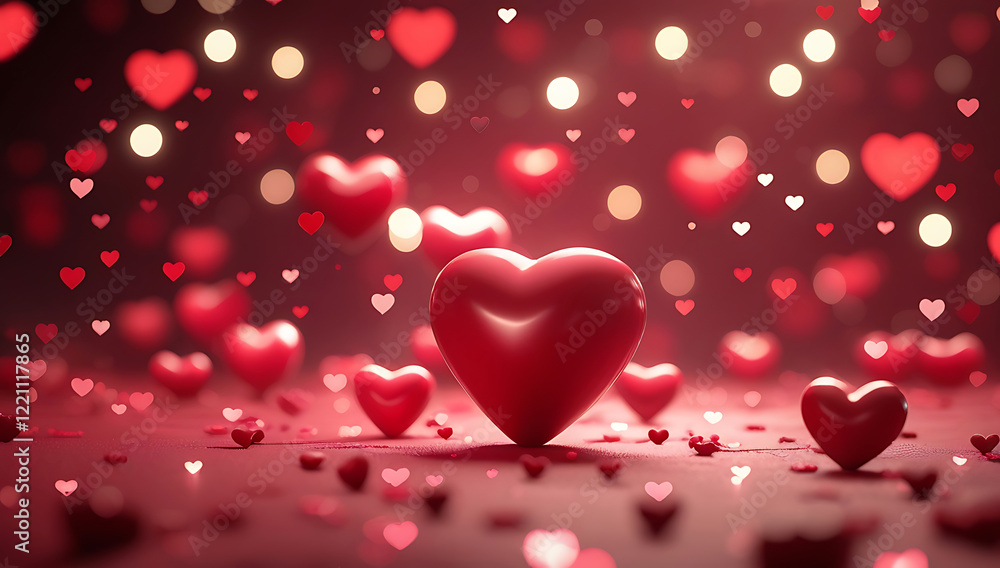 Romantic Red Hearts with Modern Design Elements Romantic Red Hearts with Modern Design Elements