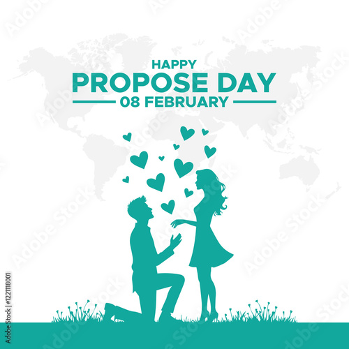 Happy Propose Day Post and Greeting Card. 8 February - Propose Day of Valentine's Week Vector Illustration,happy propose day