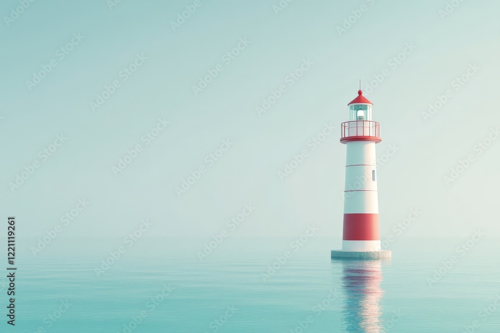Serene lighthouse on calm sea with clear sky in daylight Serene lighthouse on calm sea with clear sky in daylight
