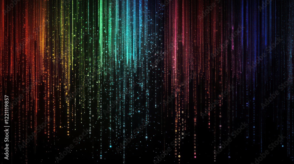 Digital Rainbow Matrix: A vibrant cascade of colorful data streams Digital Rainbow Matrix: A vibrant cascade of colorful data streams