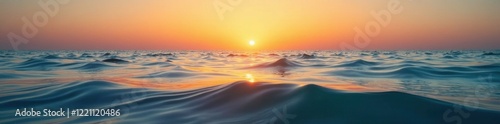 Gentle ripples on the Arabian Sea with a sunset backdrop  serene  sea