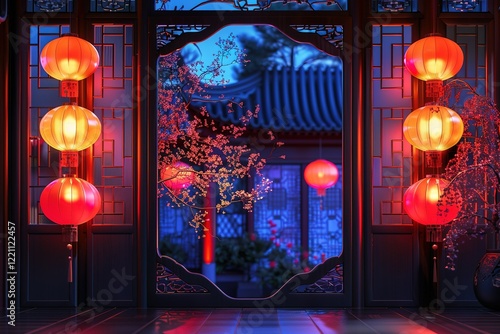 hyper realistic detailed, and blank banner template with text , Mid Autumn Festival , hyper smooth render, banner without text, rule of thirds Intricate Glossy shinny Intricate ,  photo