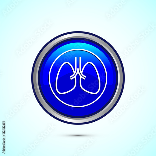 Lungs health care icon design illustration. Healthcare and medical icon sign. Blue color round button design