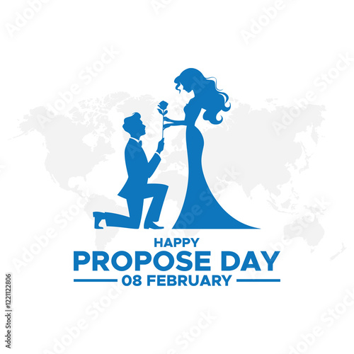 Happy Propose Day Post and Greeting Card. 8 February - Propose Day of Valentine's Week Vector Illustration,happy propose day