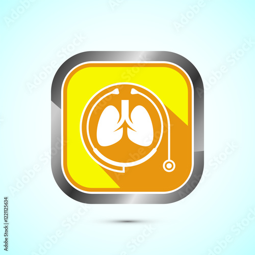 Lungs health care icon design illustration. Healthcare and medical icon sign. Yellow shadow button design