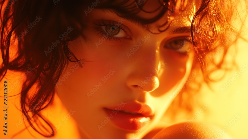 Golden Hour Portrait Of A Woman With Curly Hair Golden Hour Portrait Of A Woman With Curly Hair