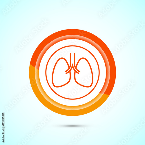 Lungs health care icon design illustration. Healthcare and medical icon sign. Orange color button design