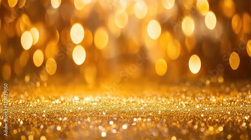  golden background with golden shining glowing glitter particles. golden christmas particles and sprinkles for a holiday celebration like christmas or new year, shining glitter, festive holidays photo