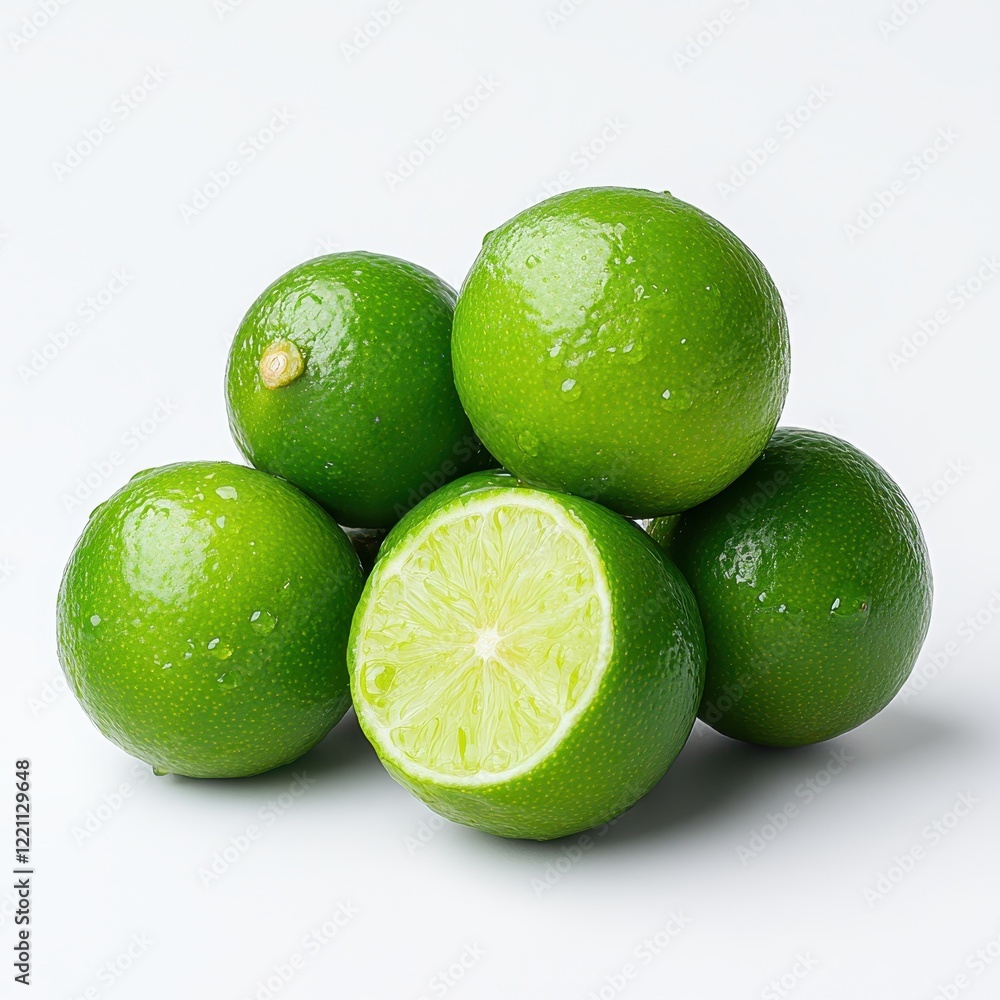 Fresh green limes piled together on a dark wooden surface vibrant citrus fruits for culinary and beverage use Fresh green limes piled together on a dark wooden surface vibrant citrus fruits for culinary and beverage use