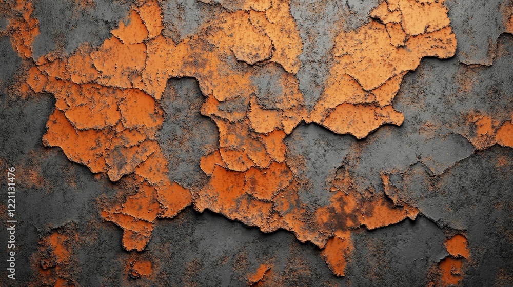 Obraz premium The image is of a wall with a lot of cracks and peeling paint